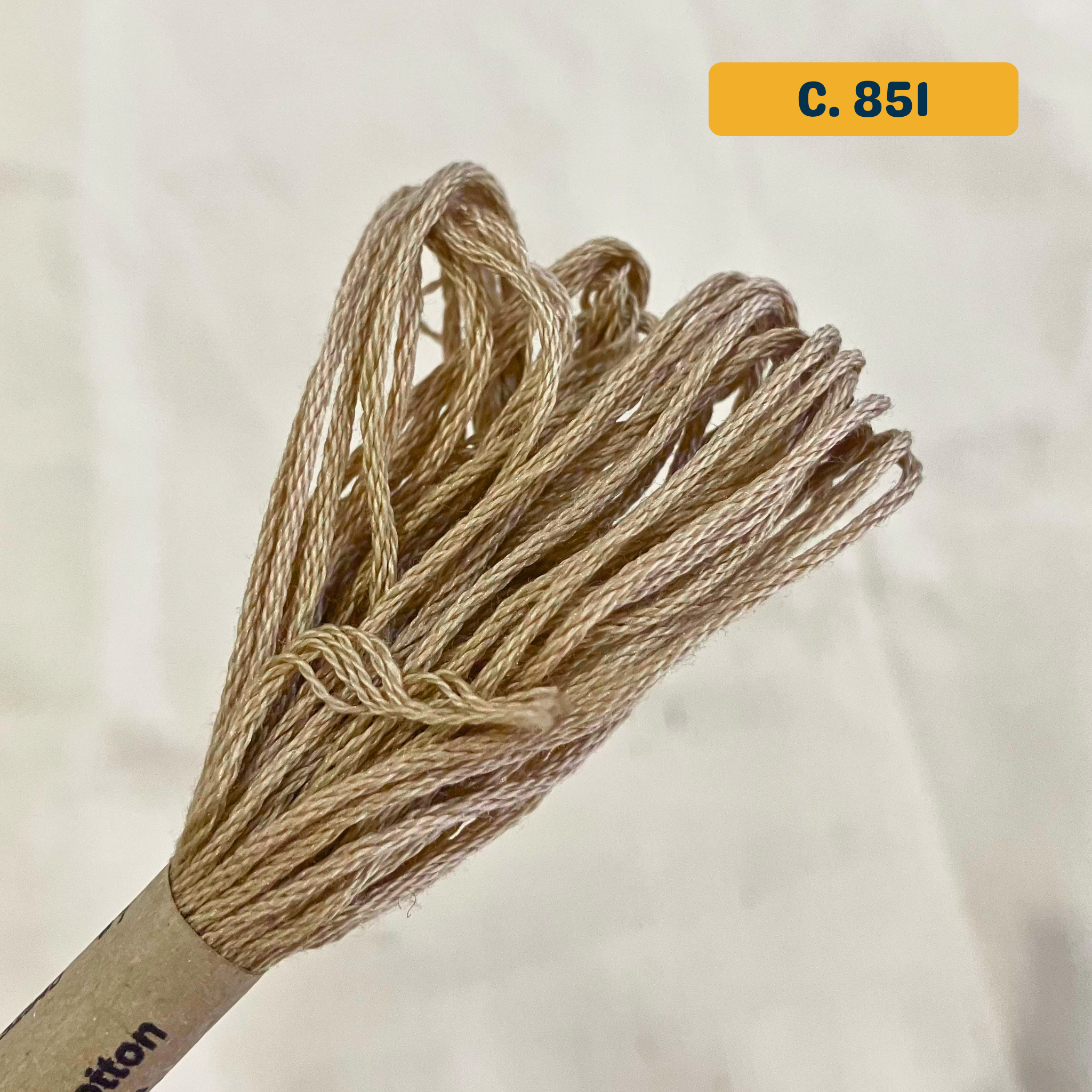 100% Cotton 6-Strand Embroidery Floss — beige (851 - Antique Gold Light). Hand-Dyed. 10m.