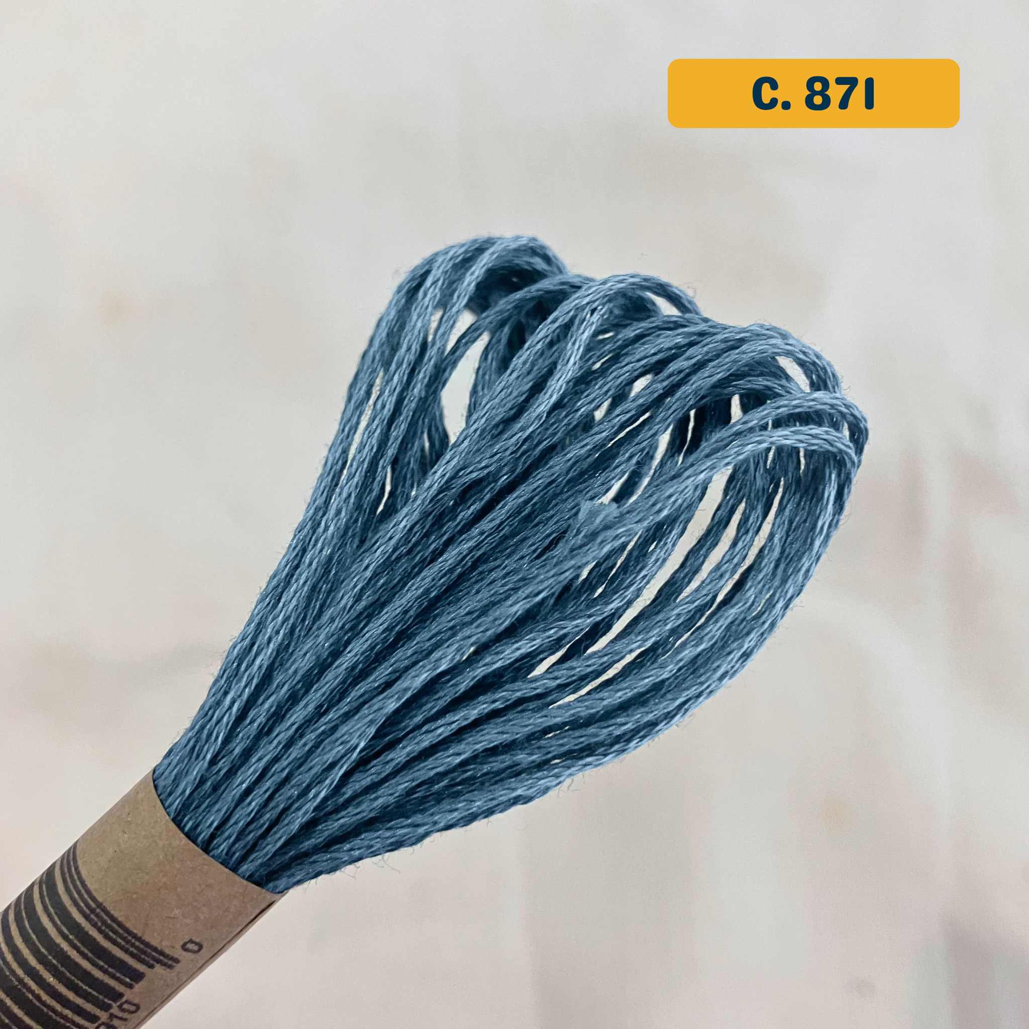100% Cotton 6-Strand Embroidery Floss — blue (871 - Dusty Blue Light). Hand-Dyed. 10m.