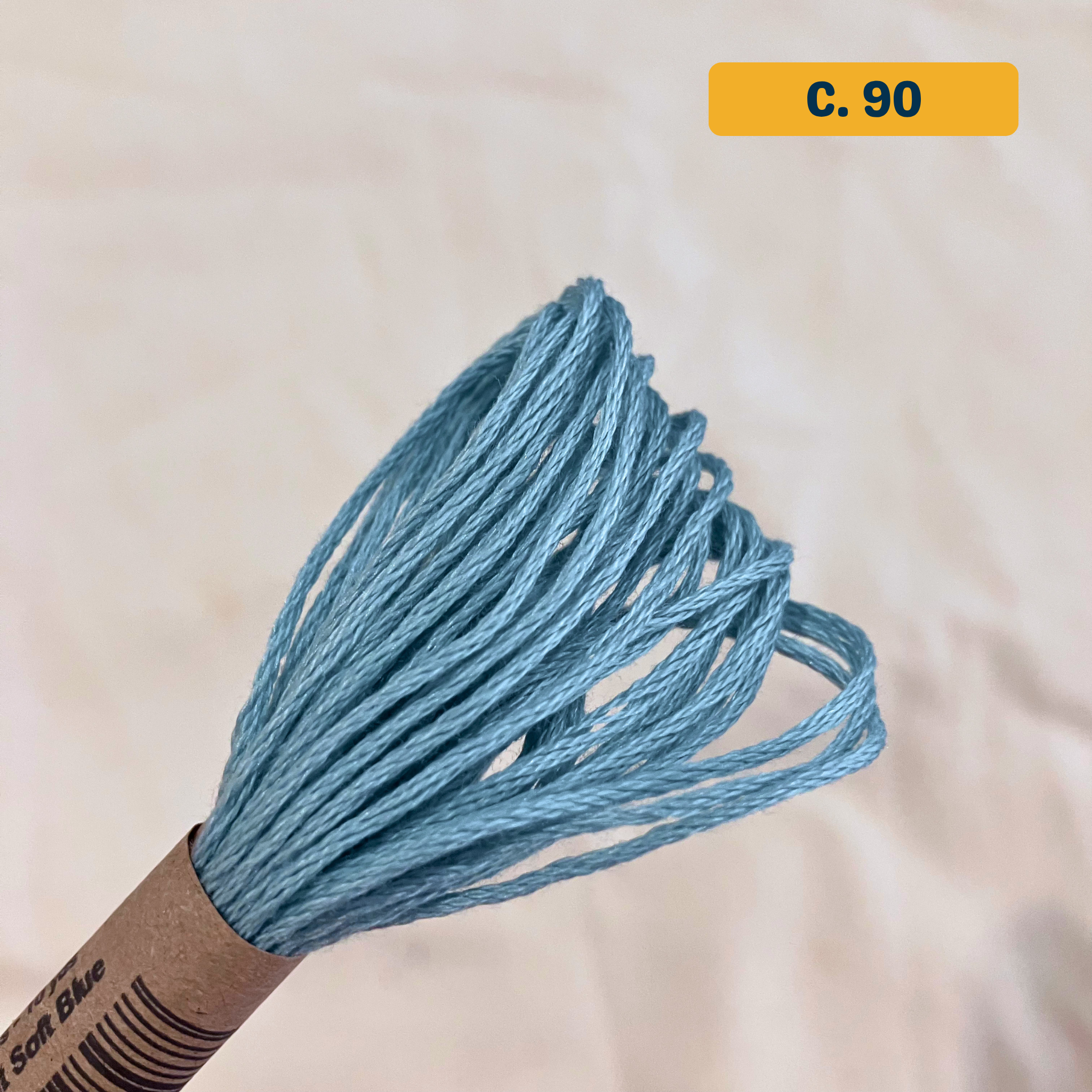 100% Cotton 6-Strand Embroidery Floss — light blue (90 - Light Soft Blue). Hand-Dyed. 10m.