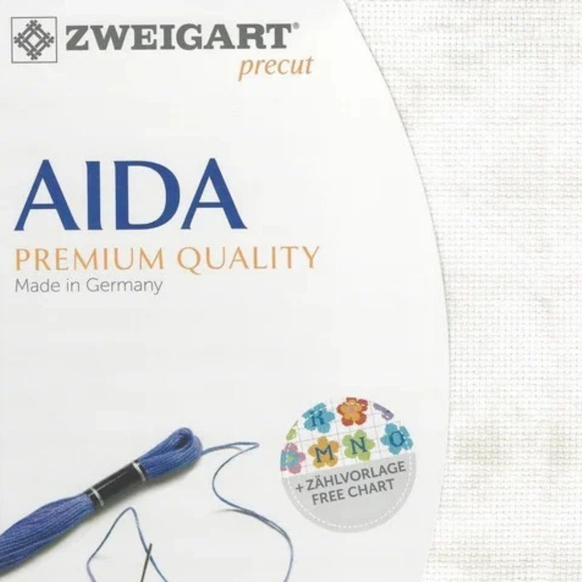 Zweigart 14-count Aida cloth in Smoky White - Vintage (1079), 100% cotton cross stitch fabric, 48 × 53 cm precut